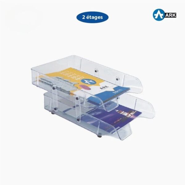 Corbeille à courrier 2 étages en plastique transparent ARK