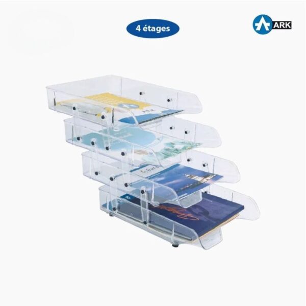 Corbeille à courrier 4 étages en plastique transparent ARK
