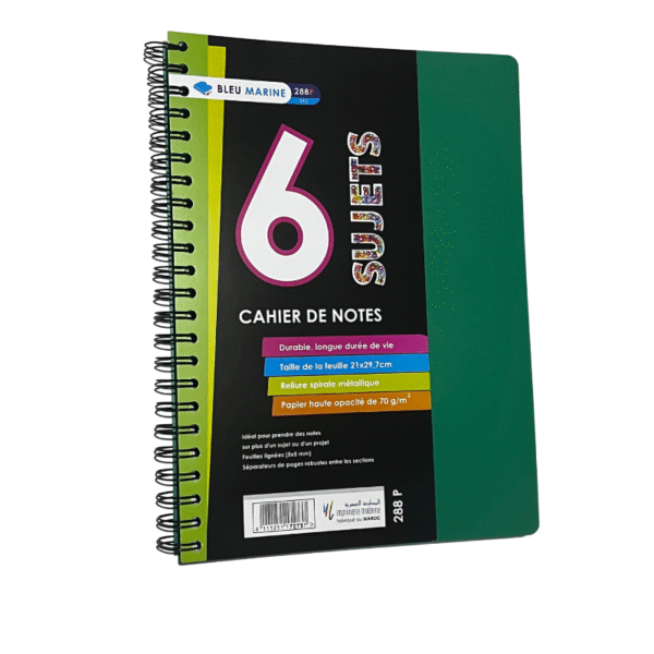 Cahier université 6 sujets 288P A4 70grs 5x5 Bleu Marine