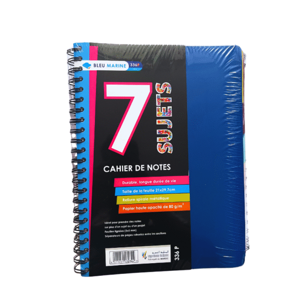 Cahier université 7 sujets 336P A4 70grs 5x5 Bleu Marine